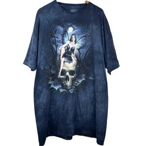 The Mountain 2011 James Ryman Blue Tie Dye Fairy Skull Moon Graphic T-Shirt 3XL